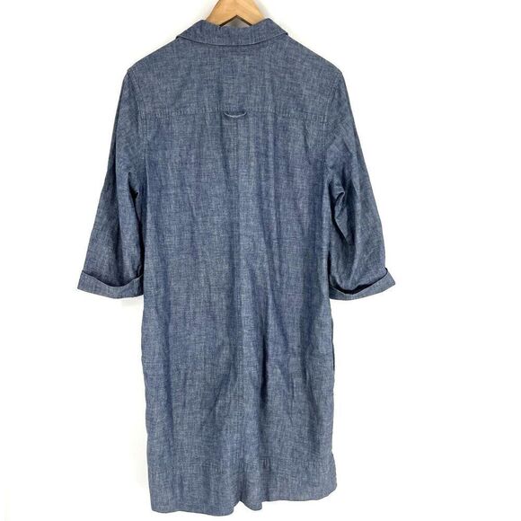 Tommy Bahama Dress Size Medium Womens Blue Tab Sleeve Lace Up Chambray Pockets - Picture 6 of 9